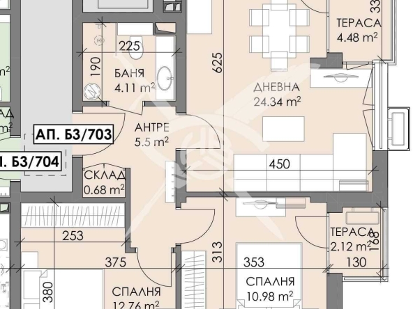 Тристаен апартамент в Бургас, Меден рудник - зона А - 90 кв.м за 1000 €/кв.м - Снимка #1