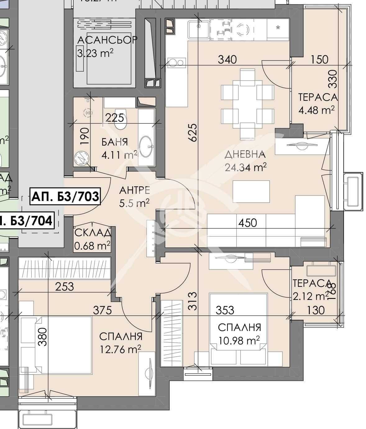 Тристаен апартамент в Бургас, Меден рудник - зона А - 90 кв.м за 1000 €/кв.м - Снимка #1