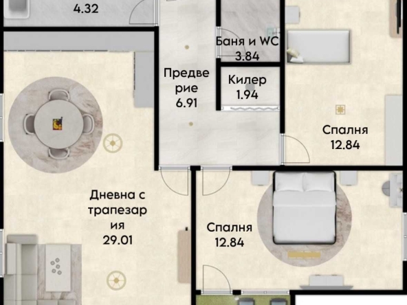 Двустаен апартамент в Пловдив, Тракия - 105 кв.м за 1056 €/кв.м - Снимка #1