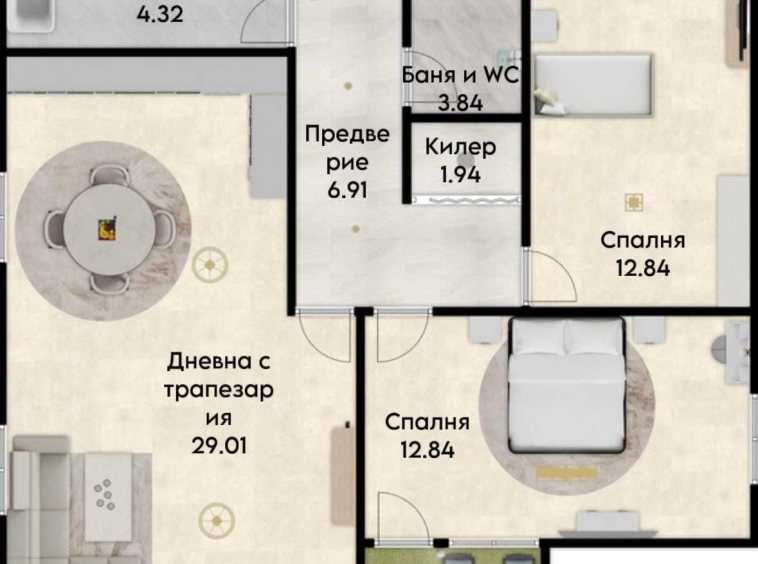 Двустаен апартамент в Пловдив, Тракия - 105 кв.м за 1056 €/кв.м - Снимка #1