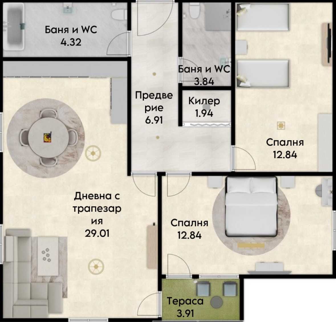 Двустаен апартамент в Пловдив, Тракия - 105 кв.м за 1056 €/кв.м - Снимка #1