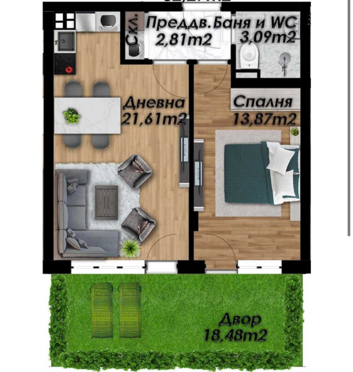 Двустаен апартамент в Пловдив, Беломорски - 82 кв.м за 1054 €/кв.м - Снимка #1