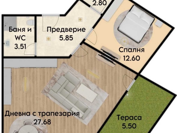 Двустаен апартамент в Пловдив, Тракия - 78 кв.м за 1052 €/кв.м - Снимка #1