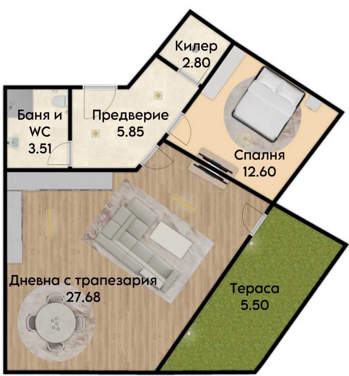 Двустаен апартамент в Пловдив, Тракия - 78 кв.м за 1052 €/кв.м - Снимка #1