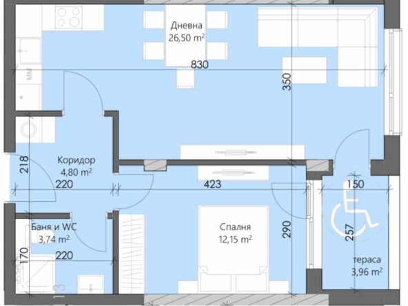 Двустаен апартамент в Пловдив, Кършияка - 70 кв.м за 1211 €/кв.м - Снимка #1