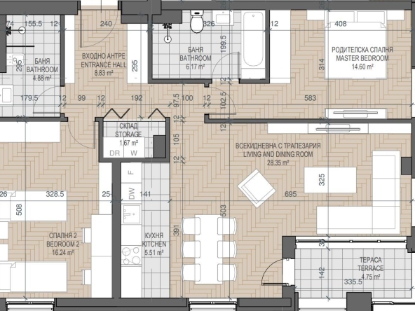 Тристаен апартамент в Пловдив, Каменица 1 - 128 кв.м за 1486 €/кв.м - Снимка #1