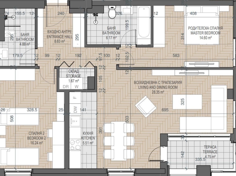 Тристаен апартамент в Пловдив, Каменица 1 - 128 кв.м за 1486 €/кв.м - Снимка #1