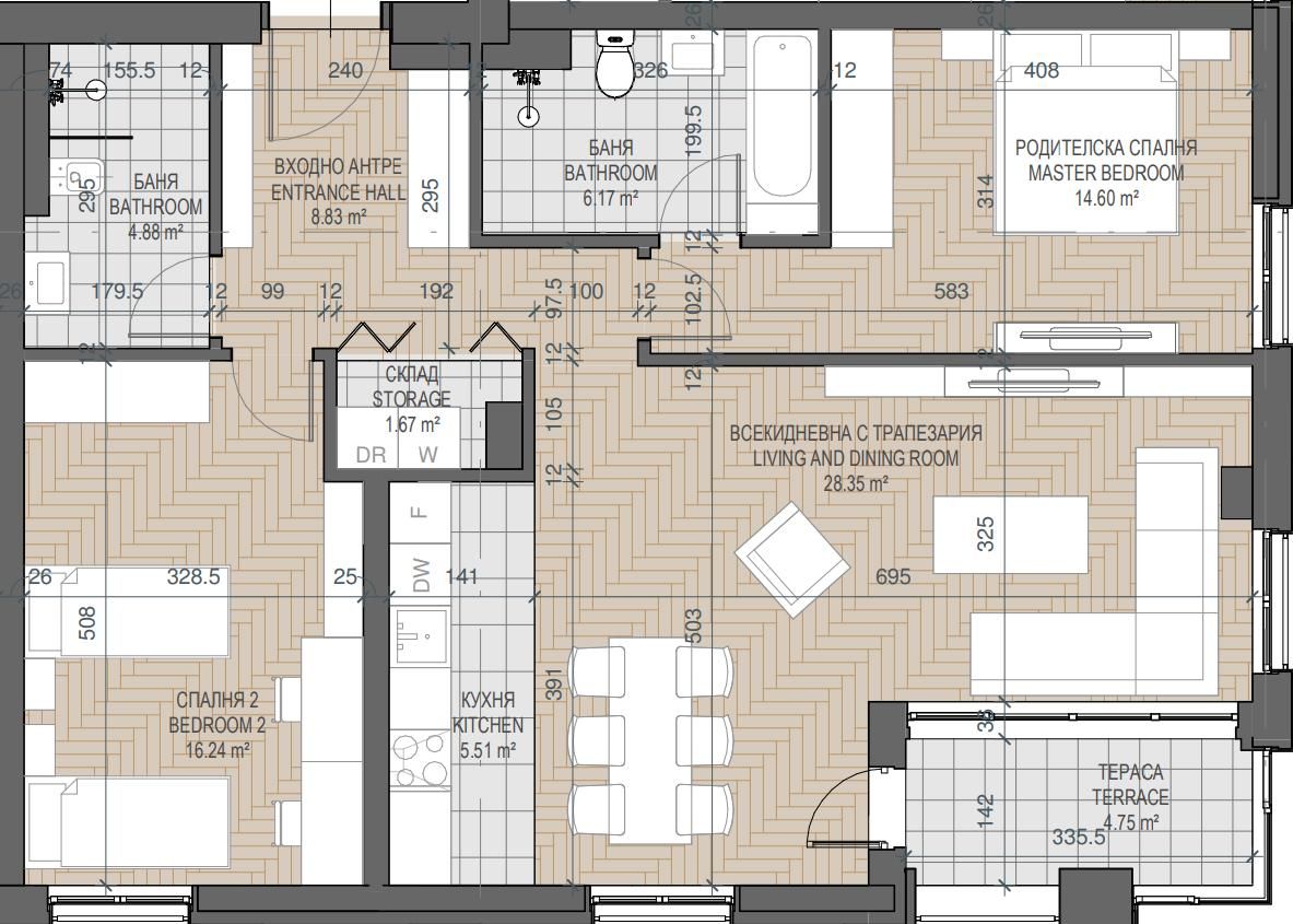 Тристаен апартамент в Пловдив, Каменица 1 - 128 кв.м за 1486 €/кв.м - Снимка #1