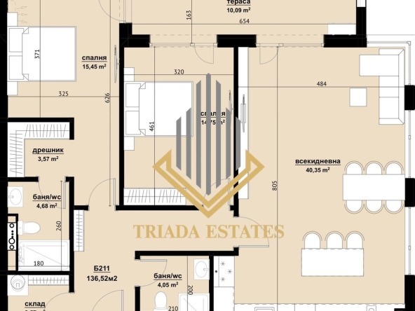 Тристаен апартамент в Бургас, Изгрев - 137 кв.м за 707 €/кв.м - Снимка #1