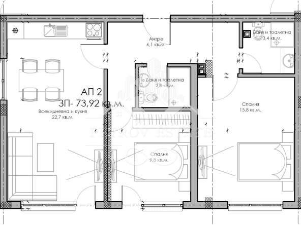 Четиристаен апартамент в Велинград - 115 кв.м за 1100 €/кв.м - Снимка #1