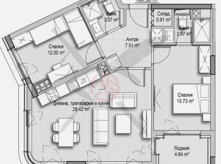 Тристаен апартамент в София, Хладилника - 107 кв.м за 2692 €/кв.м - Снимка #1