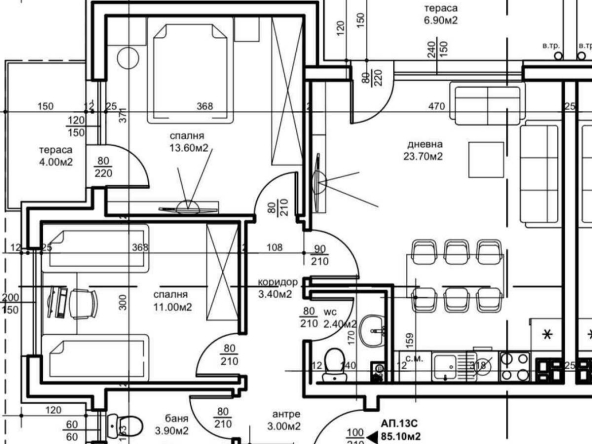 Тристаен апартамент в Пловдив, Беломорски - 97 кв.м за 1121 €/кв.м - Снимка #1