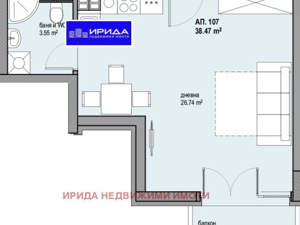 Едностаен апартамент в София, Люлин 8 - 46 кв.м за 1689 €/кв.м - Снимка #1