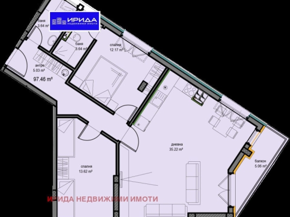 Тристаен апартамент в София, Овча купел - 116 кв.м за 1888 €/кв.м - Снимка #1