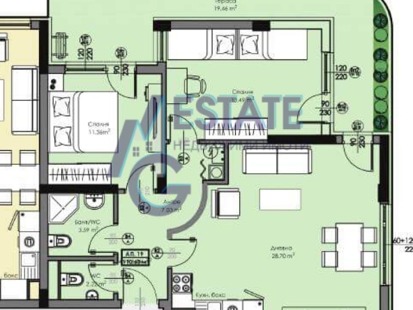 Тристаен апартамент в Бургас, Славейков - 111 кв.м за 789 €/кв.м - Снимка #1