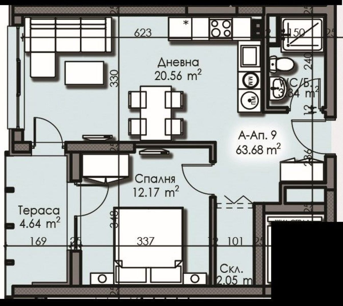 Двустаен апартамент в Бургас, Изгрев - 69 кв.м за 1154 €/кв.м - Снимка #1