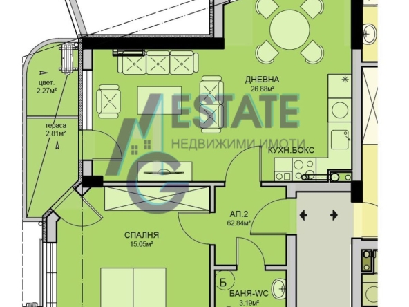 Двустаен апартамент в Бургас, Меден рудник - зона В - 79 кв.м за 833 €/кв.м - Снимка #1