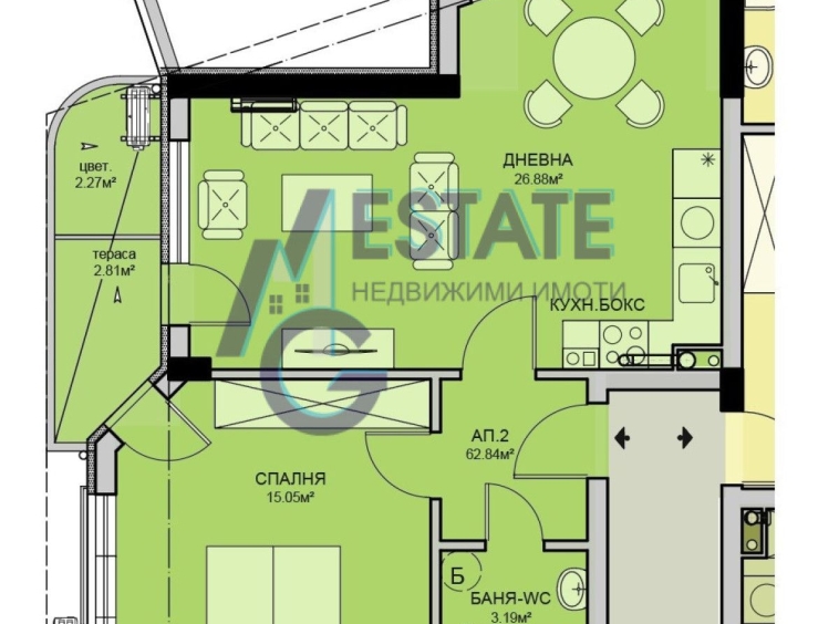 Двустаен апартамент в Бургас, Меден рудник - зона В - 79 кв.м за 833 €/кв.м - Снимка #1