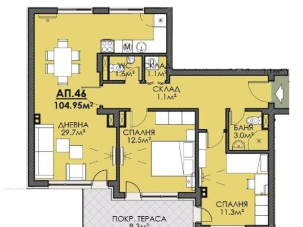 Тристаен апартамент в Бургас, Меден рудник - зона В - 105 кв.м за 980 €/кв.м - Снимка #1