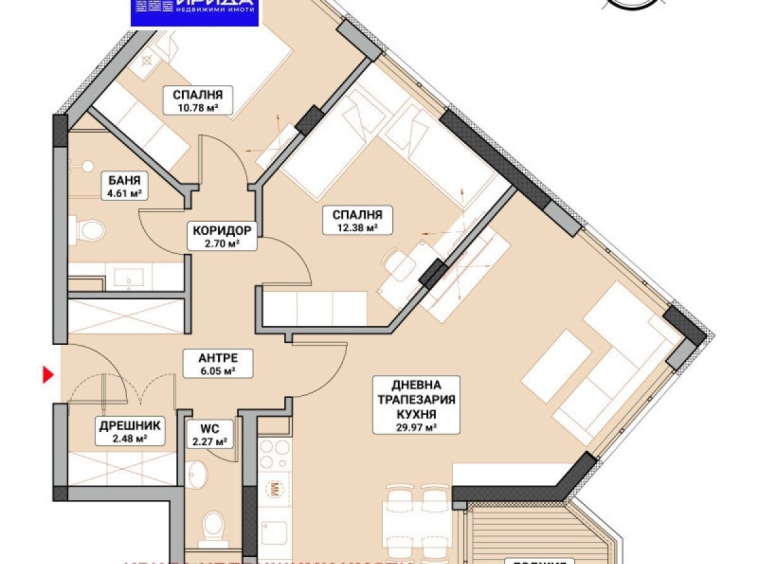 Тристаен апартамент в София, Младост 4 - 107 кв.м за 1846 €/кв.м - Снимка #1