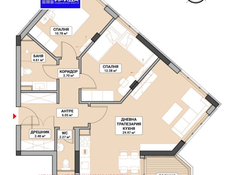 Тристаен апартамент в София, Младост 4 - 107 кв.м за 1826 €/кв.м - Снимка #1