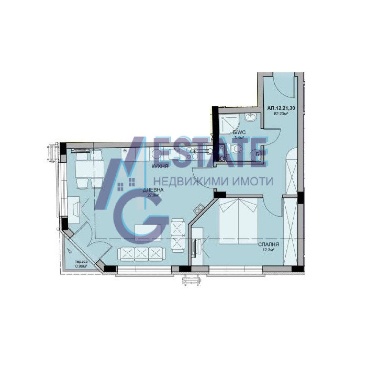 Двустаен апартамент в Бургас, Меден рудник - зона В - 80 кв.м за 748 €/кв.м - Снимка #1