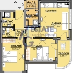 Тристаен апартамент в Бургас, Славейков - 91 кв.м за 1391 €/кв.м - Снимка #1