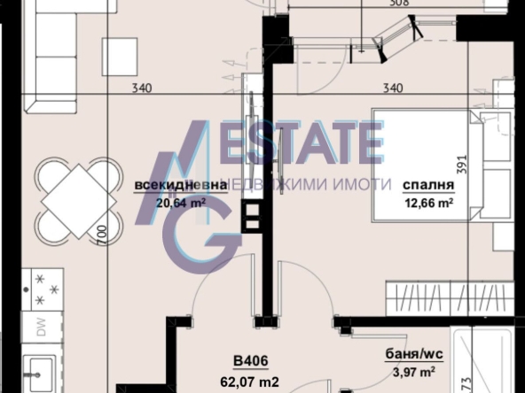 Двустаен апартамент в Бургас, Изгрев - 62 кв.м за 1355 €/кв.м - Снимка #1
