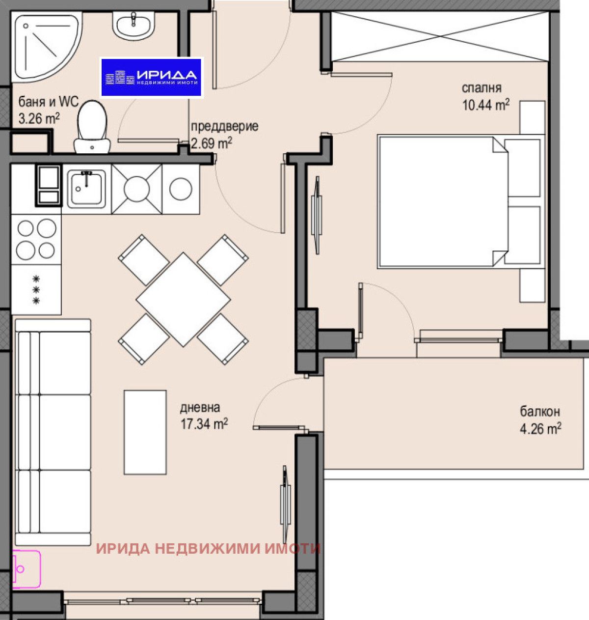 Двустаен апартамент в София, Красна поляна 2 - 52 кв.м за 1827 €/кв.м - Снимка #1