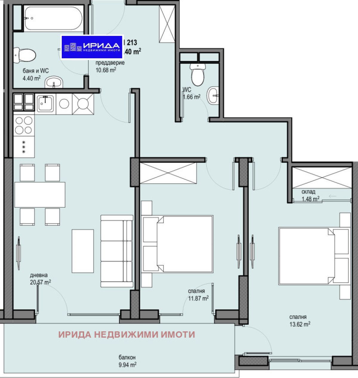 Тристаен апартамент в София, Левски Г - 100 кв.м за 1708 €/кв.м - Снимка #1