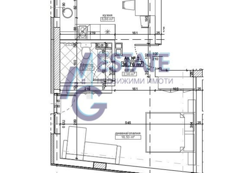 Едностаен апартамент в Китен - 46 кв.м за 1206 €/кв.м - Снимка #1