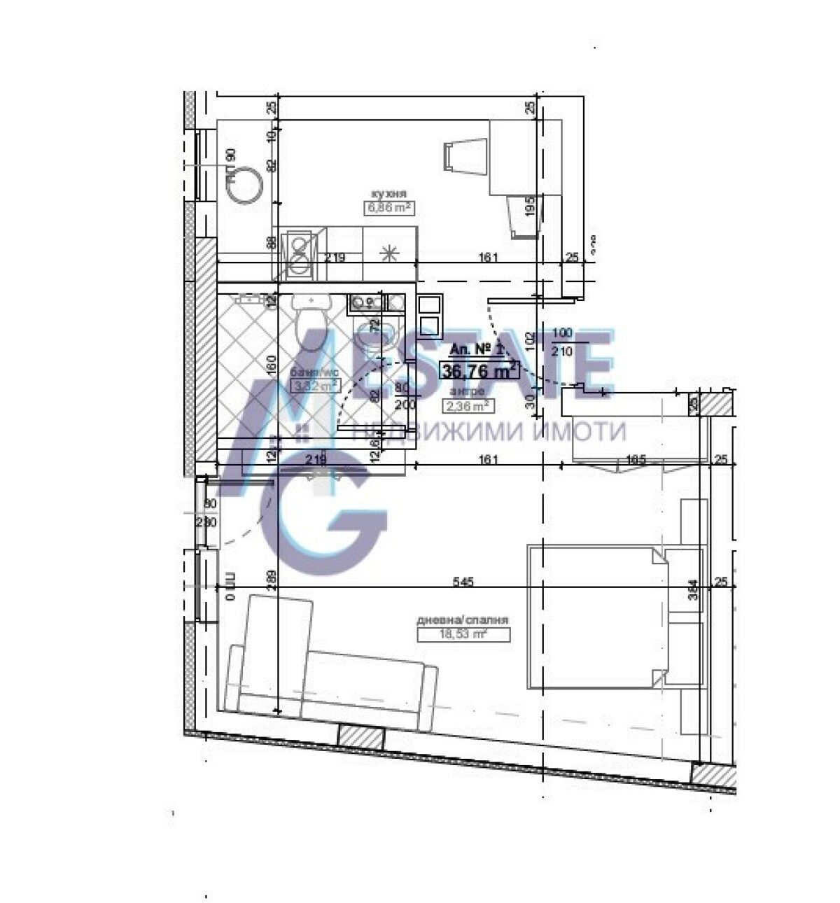 Едностаен апартамент в Китен - 46 кв.м за 1206 €/кв.м - Снимка #1