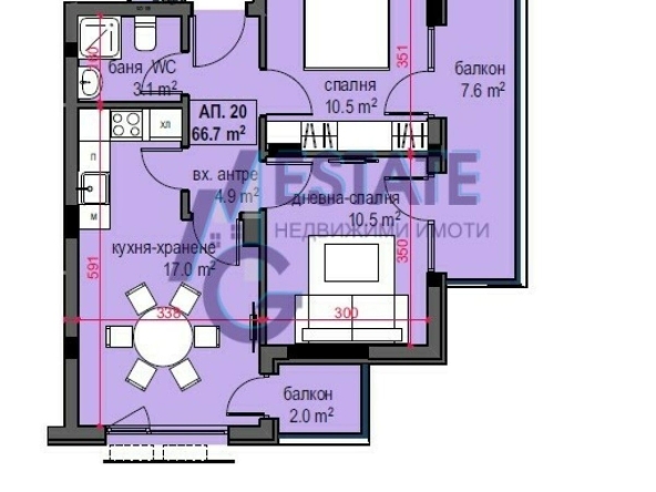 Тристаен апартамент в Приморско - 85 кв.м за 588 €/кв.м - Снимка #1