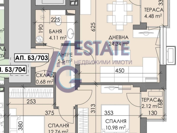 Тристаен апартамент в Бургас, Меден рудник - зона В - 90 кв.м за 1100 €/кв.м - Снимка #1