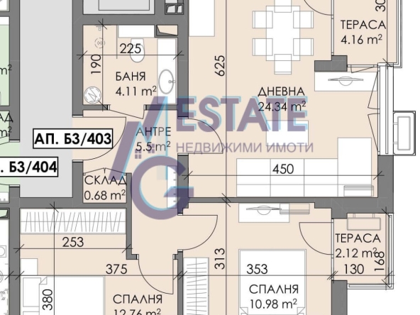 Тристаен апартамент в Бургас, Меден рудник - зона В - 90 кв.м за 850 €/кв.м - Снимка #1