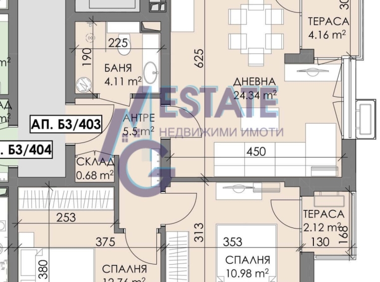 Тристаен апартамент в Бургас, Меден рудник - зона В - 90 кв.м за 850 €/кв.м - Снимка #1