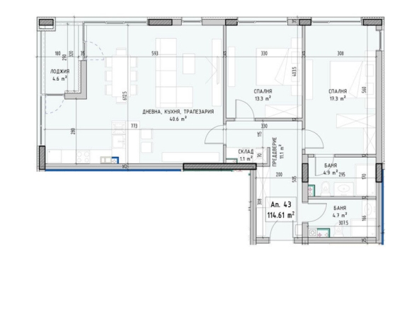 Тристаен апартамент в София, Малинова долина - 135 кв.м за 1540 €/кв.м - Снимка #1