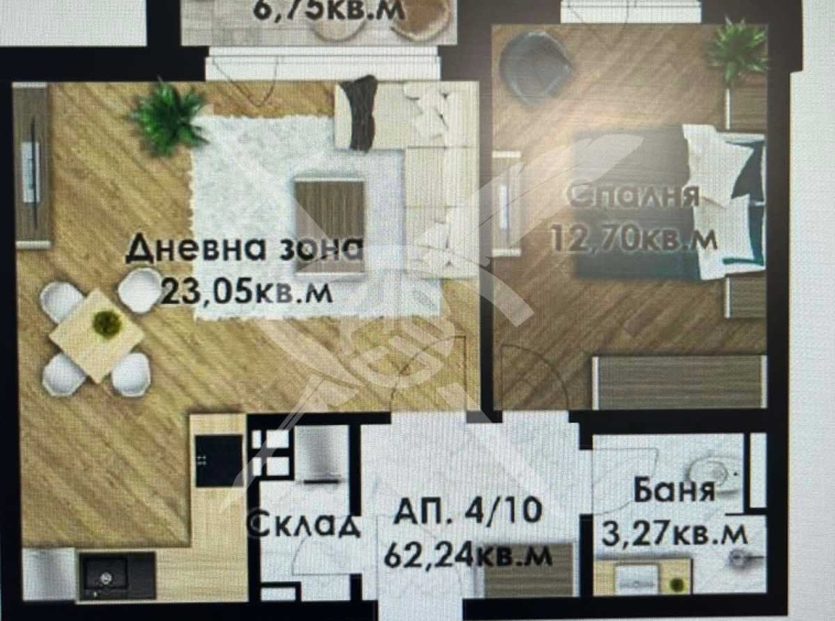 Дава се под наем Двустаен апартамент в Пловдив, Беломорски - 69 кв.м за 74150 € - Снимка #1