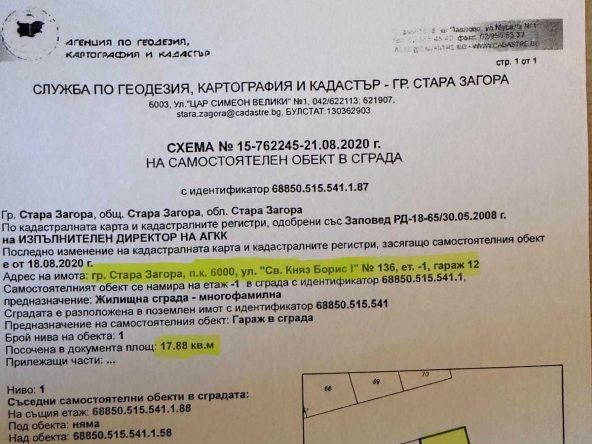 Гараж / Паркомясто в Стара Загора, Център - 17 кв.м за 555 €/кв.м - Снимка #1