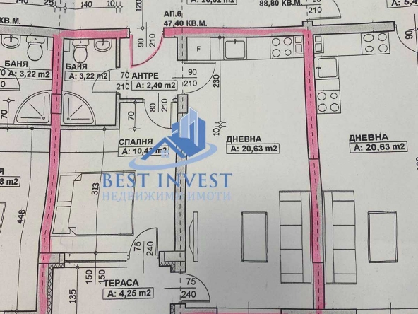 Двустаен апартамент в Благоевград, Широк център - 54 кв.м за 1200 €/кв.м - Снимка #1