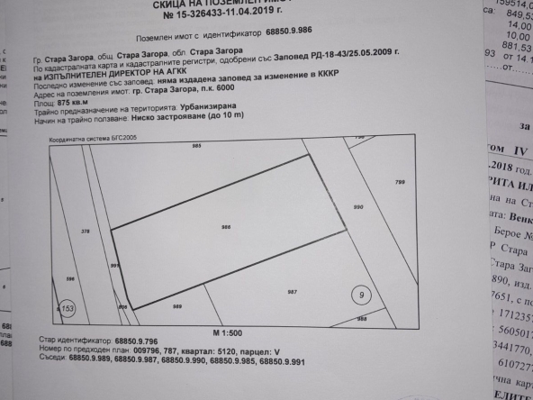 Парцел в Стара Загора, Кольо Ганчев - 875 кв.м за 31 €/кв.м - Снимка #1