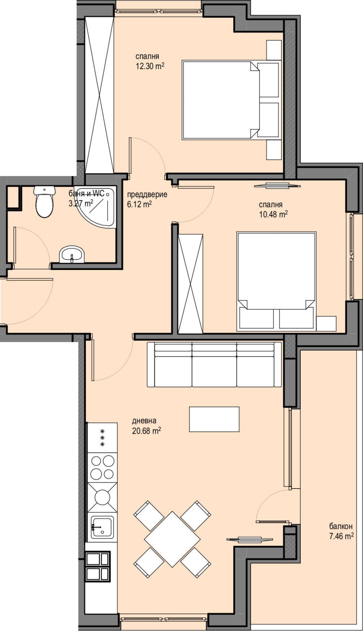 Тристаен апартамент в София, Красна поляна 2 - 83 кв.м за 2033 €/кв.м - Снимка #1