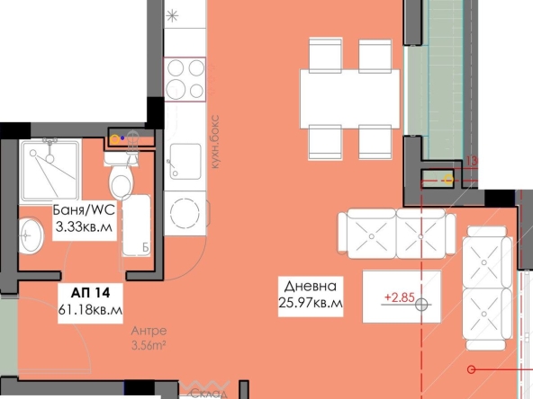Двустаен апартамент в Бургас, Крайморие - 75 кв.м за 1295 €/кв.м - Снимка #1