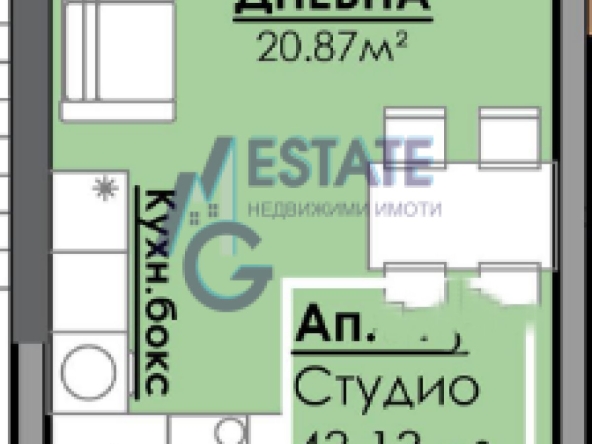 Едностаен апартамент в Бургас, Славейков - 43 кв.м за 1455 €/кв.м - Снимка #1