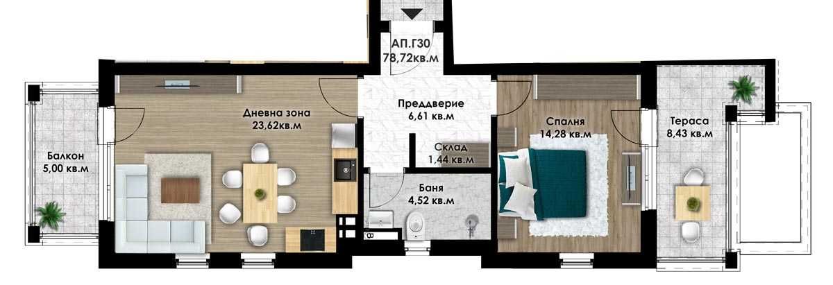 Двустаен апартамент в Пловдив, Остромила - 91 кв.м за 940 €/кв.м - Снимка #1