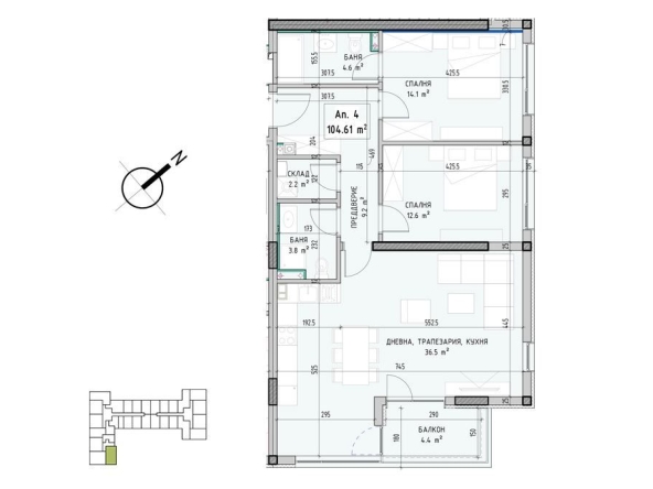 Тристаен апартамент в София, Малинова долина - 123 кв.м за 1587 €/кв.м - Снимка #1