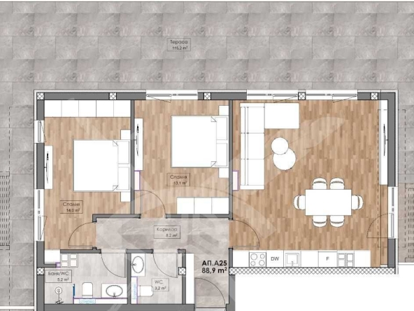 Тристаен апартамент в Пловдив, Кършияка - 99 кв.м за 1759 €/кв.м - Снимка #1