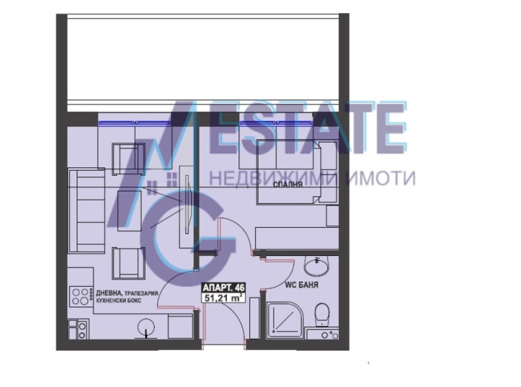 Двустаен апартамент в Бургас, Братя Миладинови - 51 кв.м за 1607 €/кв.м - Снимка #1