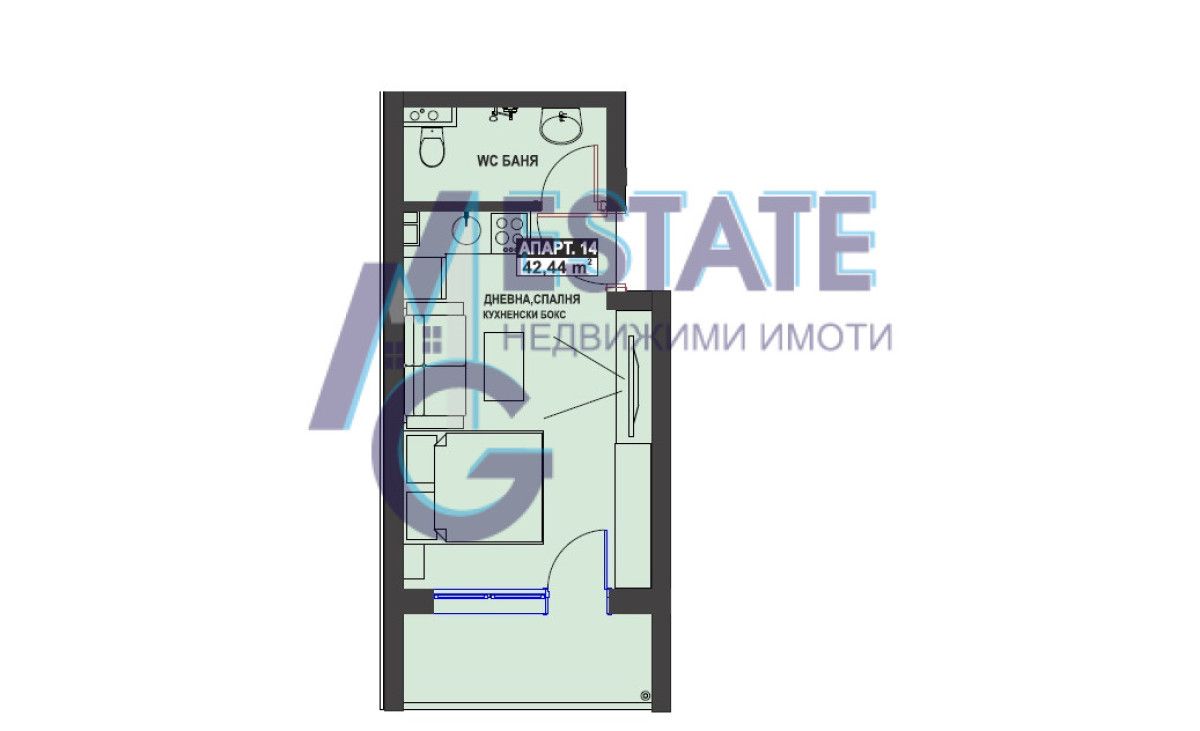 Едностаен апартамент в Бургас, Братя Миладинови - 42 кв.м за 1718 €/кв.м - Снимка #1