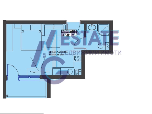 Едностаен апартамент в Бургас, Братя Миладинови - 47 кв.м за 1701 €/кв.м - Снимка #1